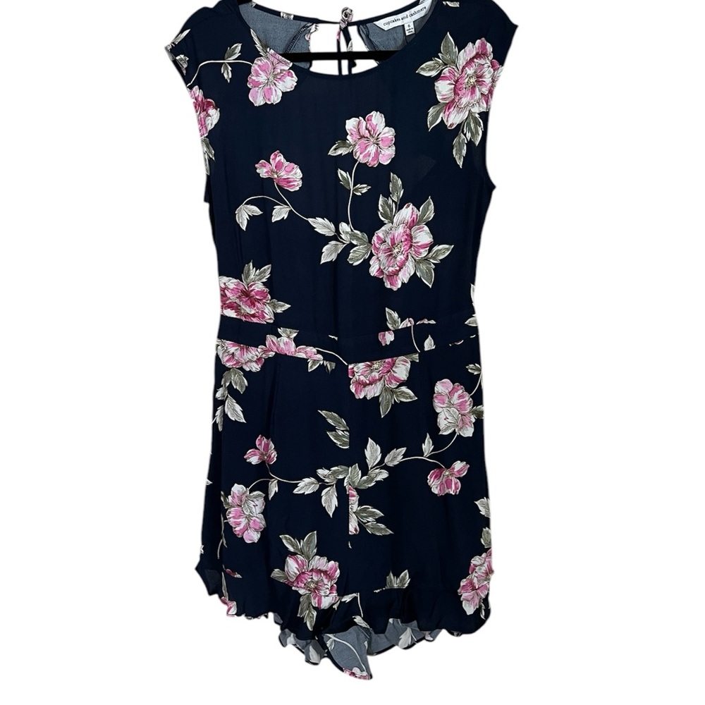 Cupcakes & Cashmere Floral Navy backless Romper NWT - Picture 2 of 9